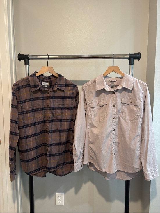 Carhartt Tops - Carhartt Mauve & Plaid Button-Up Shirts